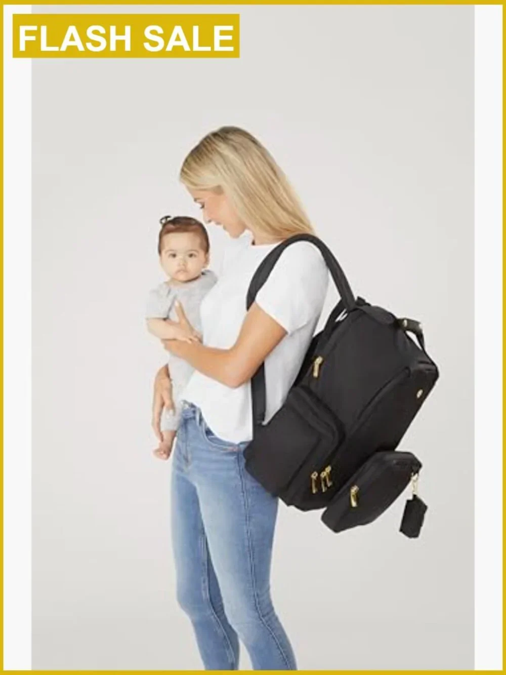 Vegan Leather Diaper Backpack with Changing Pad, Spacious 7-Pocket